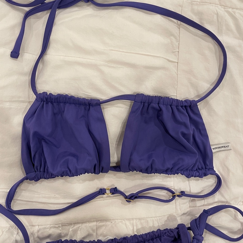WeWoreWhat Ruched String Bikini in Sapphire - Picture 6 of 9